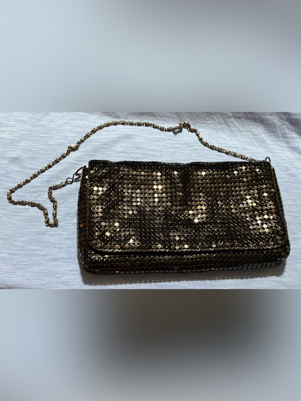 Ann Taylor Loft Metal Sequin Evening Shoulder Bag in Black with metal strap
